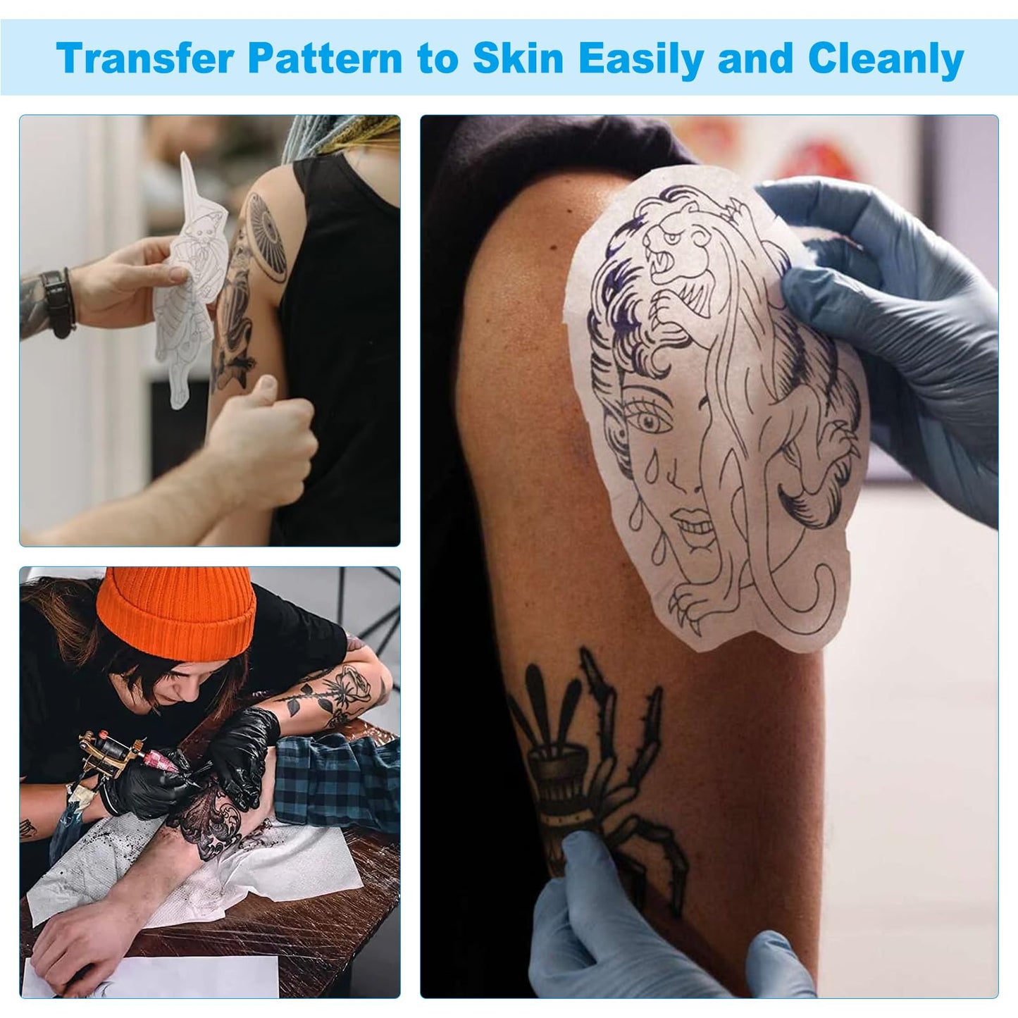 Tattoo Transfer Paper - Autdor 100 Sheets A4 Thermal Stencil Paper for Tattooing DIY Clear Tattoo Stencils Compatible with Thermal Printers & Tattooing Supplies