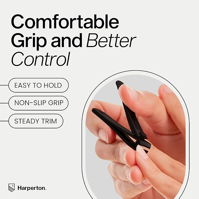 Nail Clippers for Thick Nails - 2 Pack Heavy Duty Toenail & Fingernail Clippers for Men Precision Stainless Steel Cutter Set with Travel Case (Black)