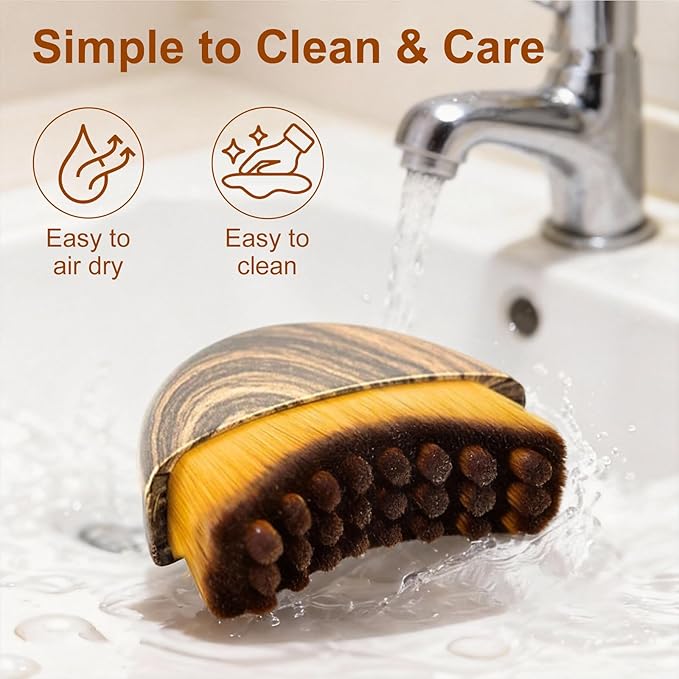 Lymphatic Contour Face Brush - Super Soft Bristles Face Massage Brush to Reduce Puffiness & Define Jawline, Manual Lymphatic Drainage Tool with Ergonomic Handle Sensitive Skin Care (Cinnamon-1pcs)