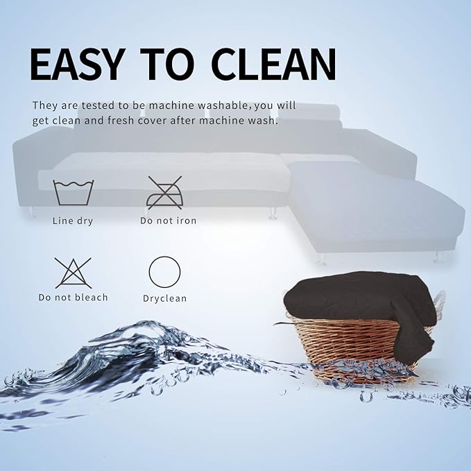 Easy-Going Sectional Couch Covers for Dogs L Shape Sofa Cover Reversible Sofa Slipcover Chaise Lounge Cover Furniture Protector Cover for Pets Dog Cat (42 x 52 inches, Chocolate/Chocolate)