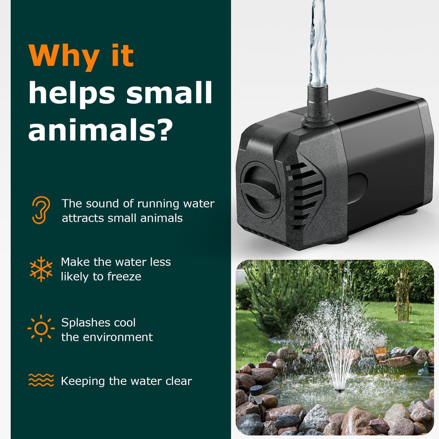 POPOSOAP Solar Fountain Pump, 20W Solar Powered Water Pump 320GPH Flow Adjustable, Solar Pond Pump with 4 Spray Patterns for Garden, Ponds, Fish Tank, Waterfall