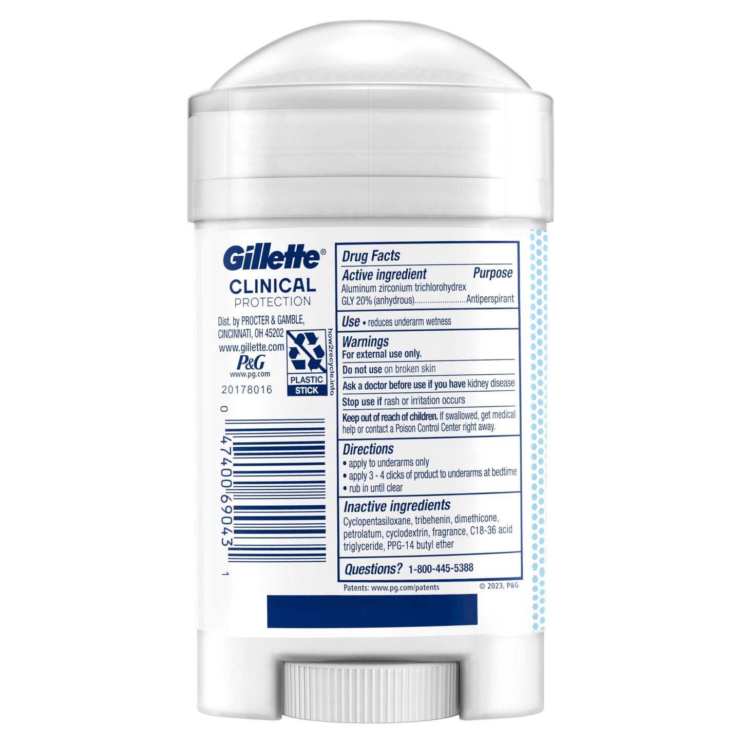 Gillette Clinical Antiperspirant and Deodorant for Men, 72hr Sweat & Odor Protection, Long Lasting Freshness, Anti-White Mark Technology, Soft Solid, Arctic Ice Scent, 2.6 oz