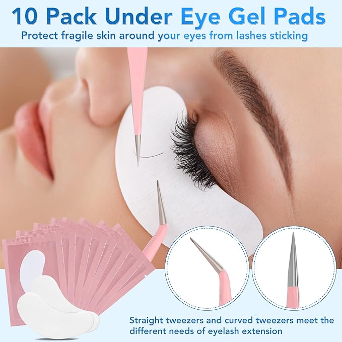 Eyelash Extension Kit for Beginners, Professional Lash Extension Kit with Mannequin Head, Lash Starter Kit with Lash Fan, Lash Extension Supplies for Practice Training Kit