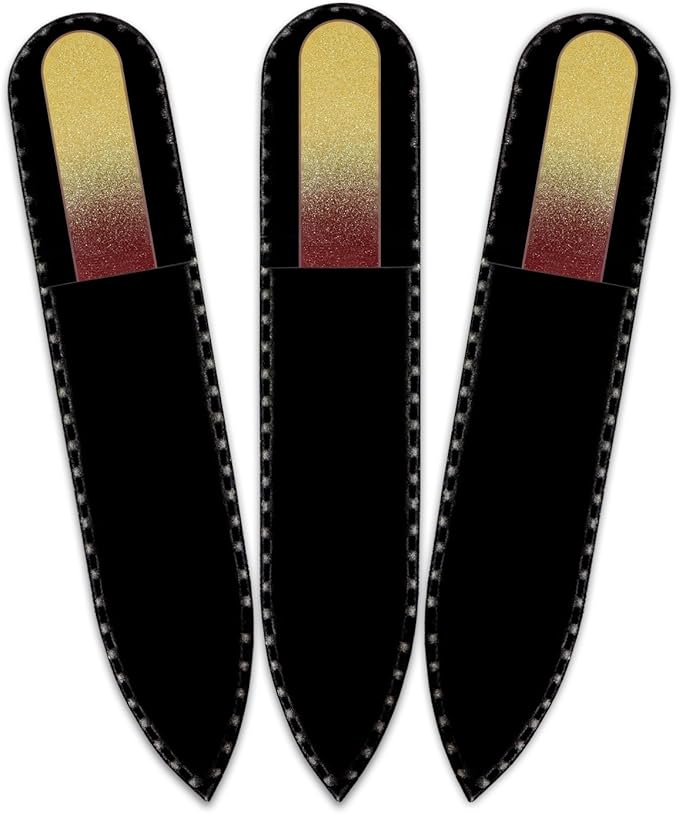 Mont Bleu Rainbow Crystal Nail File in Black Pouch - Small - Purse Size - Czech Tempered Glass - Handmade in Czech Republic - Best Crystal Glass Nail File for Women