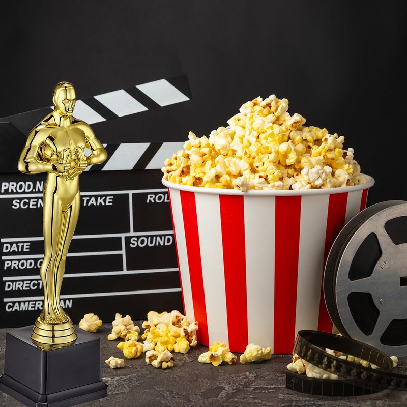Jorpneost 10 Inch Gold Award Statue Trophy, Plastic Golden Award for Party Favors, Event Awards, Movie Night, Home & Office Display