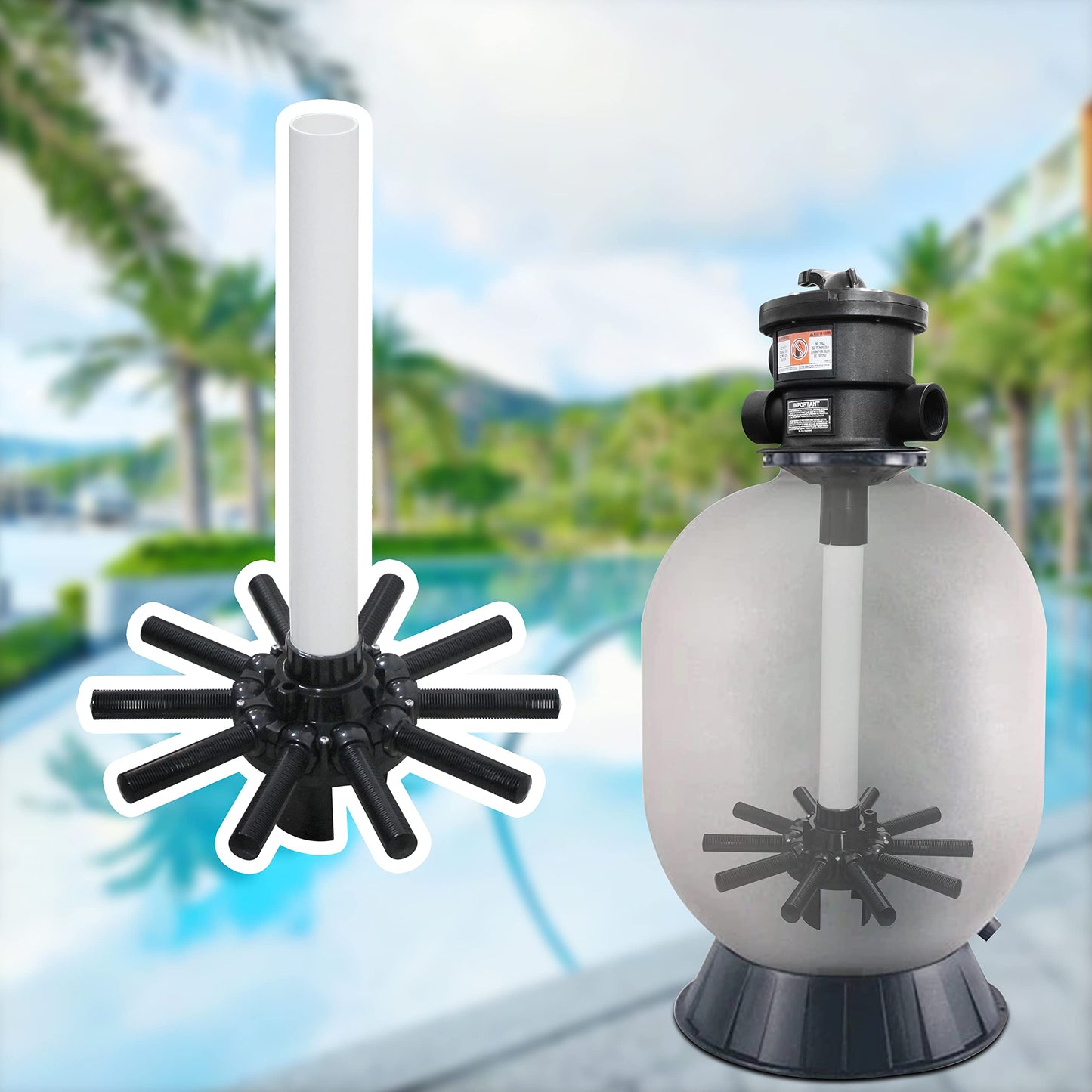TIROAR SX180DA Lateral Assembly with Center Pipe Compatible with Hayward Pro Sand Filter Series S180T