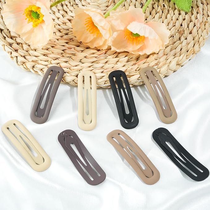10pcs Snap Hair Clips, 2.76'' Long Snap Clip, Matte Hairpin Accessories for Women Girls, Nonslip Metal Barrettes, Neutral Color