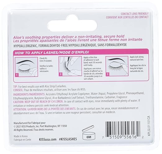 KISS Lash Adhesive, Lash-Glue, 24hr Strip Eyelash Adhesive, Clear, Includes Lash-Adhesive, Long Lasting Wear, Can Be Used with Strip Lashes and Lash Clusters (Pack of 2)