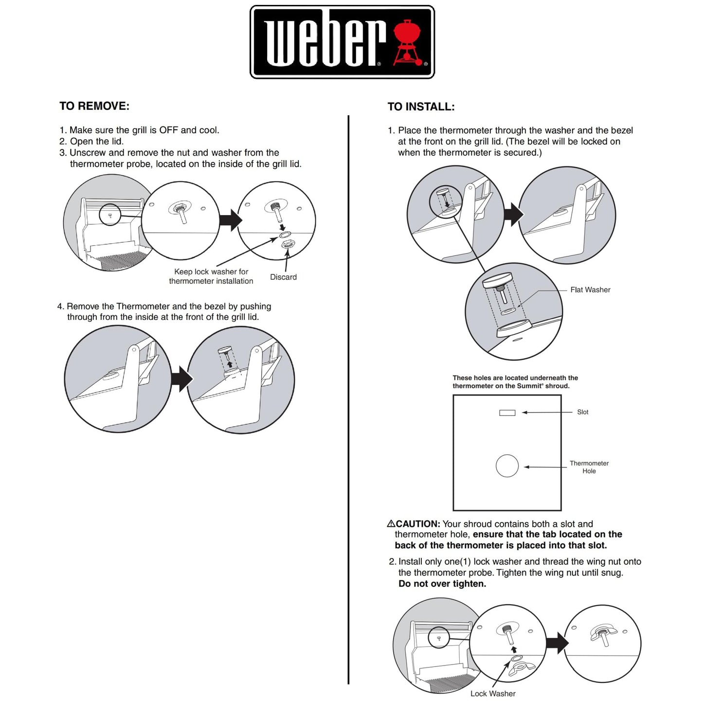 Weber Replacement Thermometer 67088, Center Mount, 2-3/8" Diameter