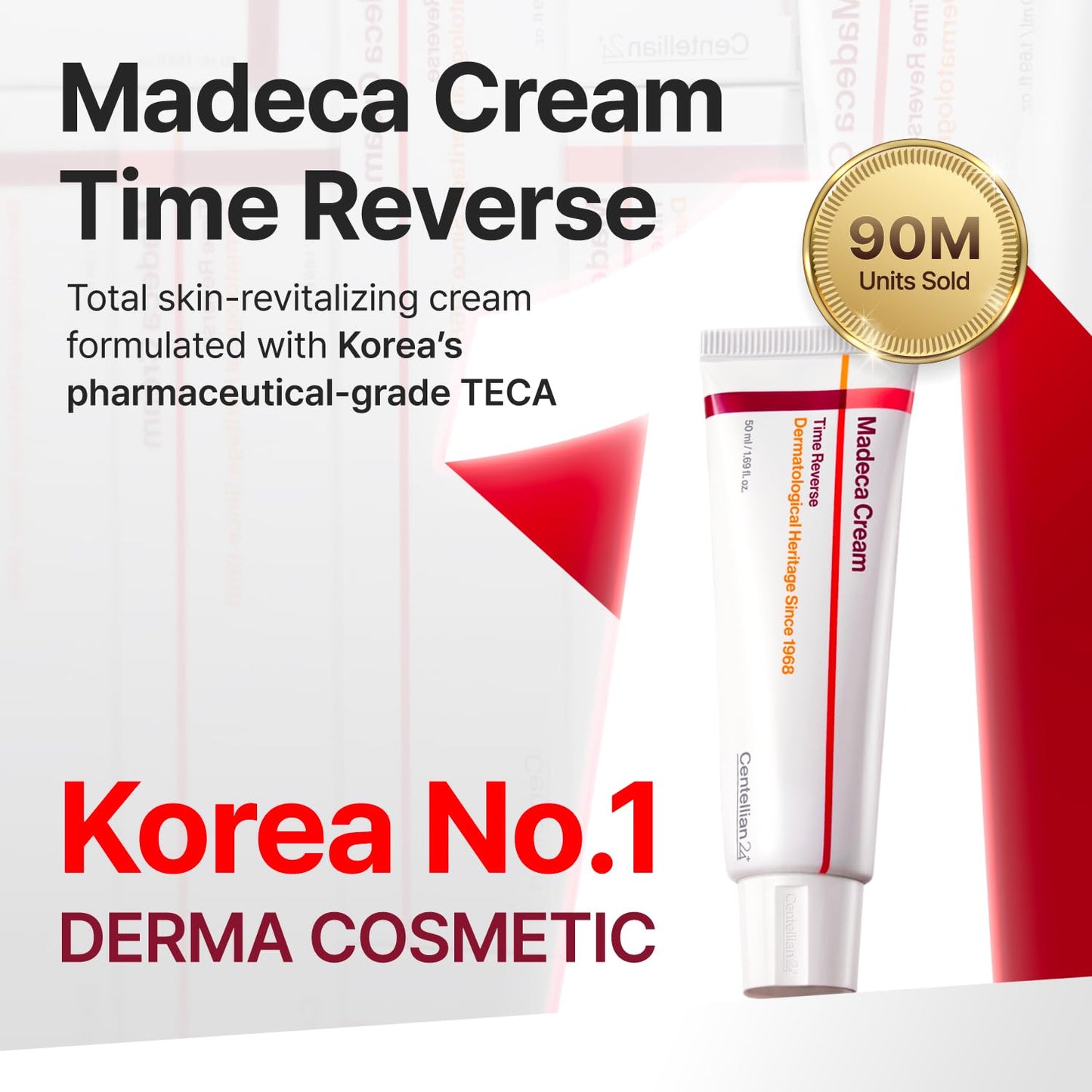 CENTELLIAN 24 Madeca Cream Time Reverse (1.69 fl oz) - TECA Centella Asiatica Glow Face Cream Moisturizer, Hydrating, Firming, Smoother Even-Looking Skin, Helps Improve Skin Elasticity,Korean Skincare