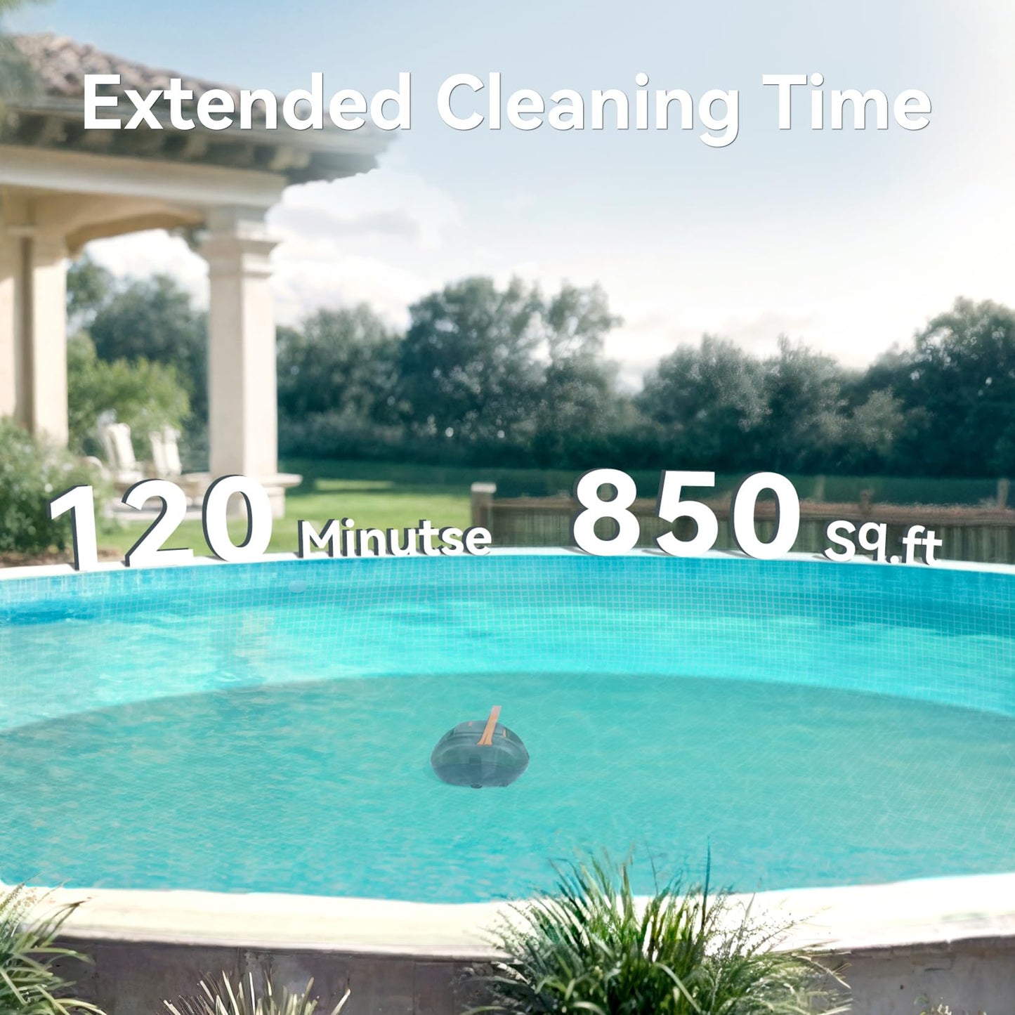 (2026 Upgrade) CliBot Cordless Pool Vacuum for Above Ground Pool - Dual-Motor Automatic Pool Cleaner with 120Mins Runtime, Easy One-Button Operation for Flat In-Ground and Above Ground Pools