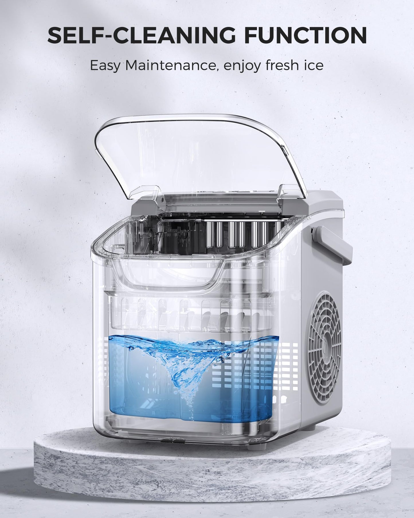 COWSAR Ice Maker Countertop, Portable Ice Machine with Self-Cleaning, 26.5 lbs/24Hrs, 8 Ice Cubes in 6 Mins, Ice Basket and Scoop, Ideal for Home, Kitchen, Bar, Camping