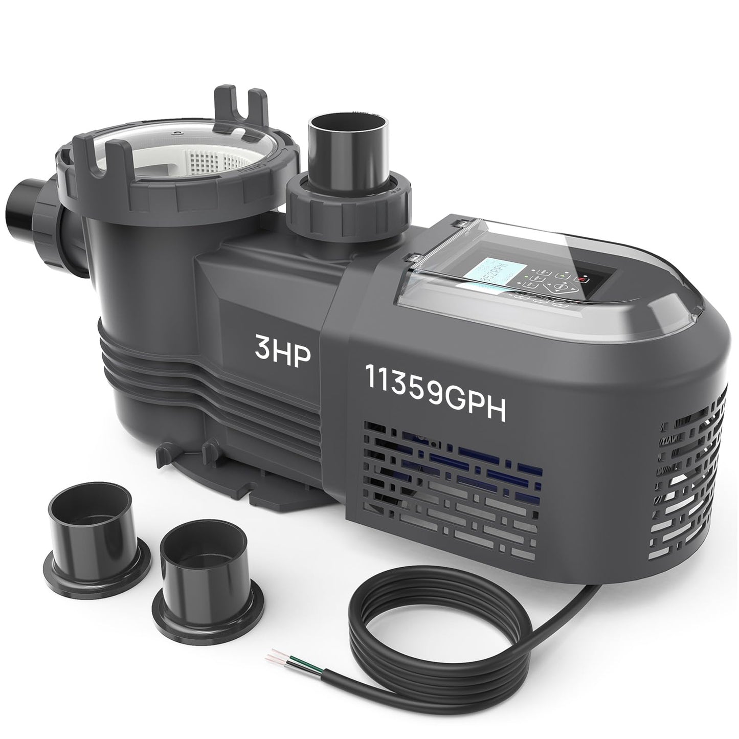 Aquastrong Variable Speed Pool Pump In/Above Pool Pump Energy Efficient High Flow Powerful Self Primming Swimming Pool Pumps with Filter Basket,Matta Black