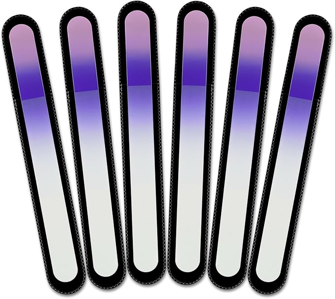 Mont Bleu Rainbow Crystal Nail File in Black Pouch - Large/Professional Size - Czech Tempered Glass - Handmade in Bohemia (Czech Republic)