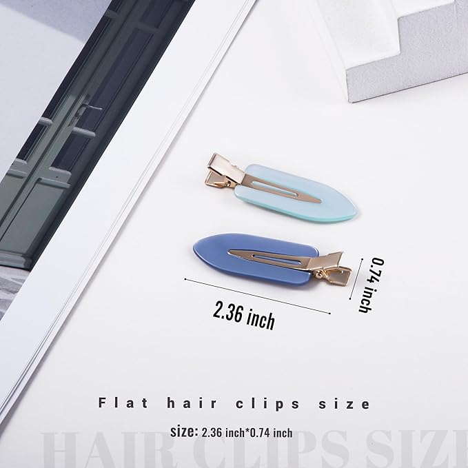 No Crease Creaseless No Bend Hair Clips For Styling Non Slip Flat Clips For Makeup Hair Accessories For Women,Black Multiple Blue,12 PCS