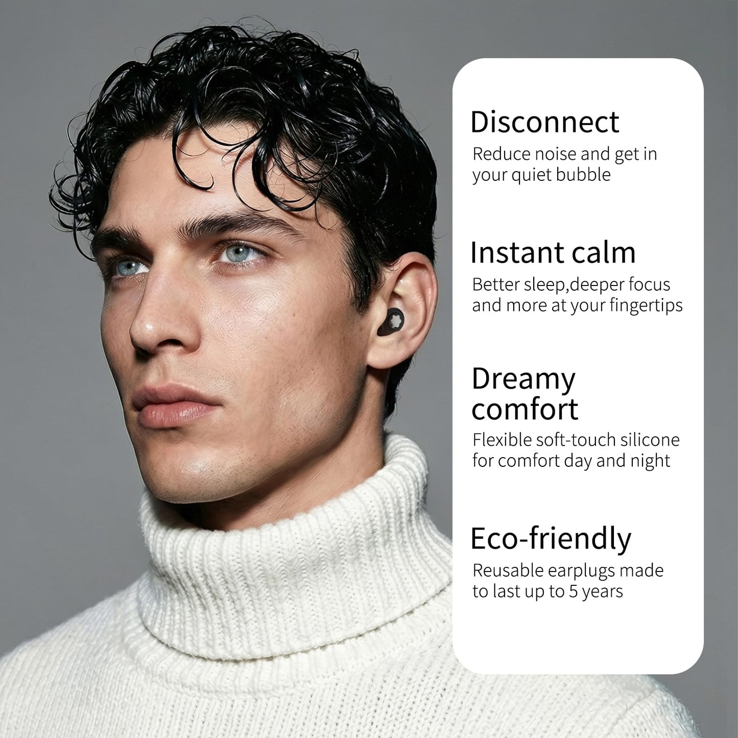 Ear Plugs for Sleeping 45DB Noise Cancelling: Ultra-Comfy Reusable Noise-Reducing Earplugs for Sleeping & Travel & Work Hearing Protection Earbuds with 8 Tips(XS,S, M, L Size)