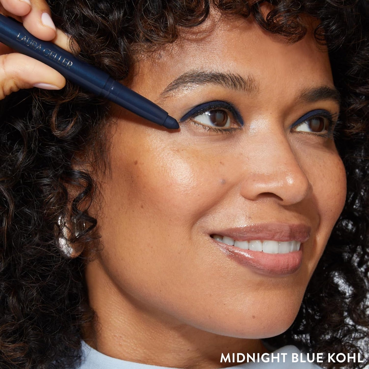 LAURA GELLER NEW YORK Kajal Longwear Kohl Eyeliner Pencil - Midnight Blue Kohl - Caffeine and Vitamin E - Smooth & Blendable Liner - Built-In Sharpener