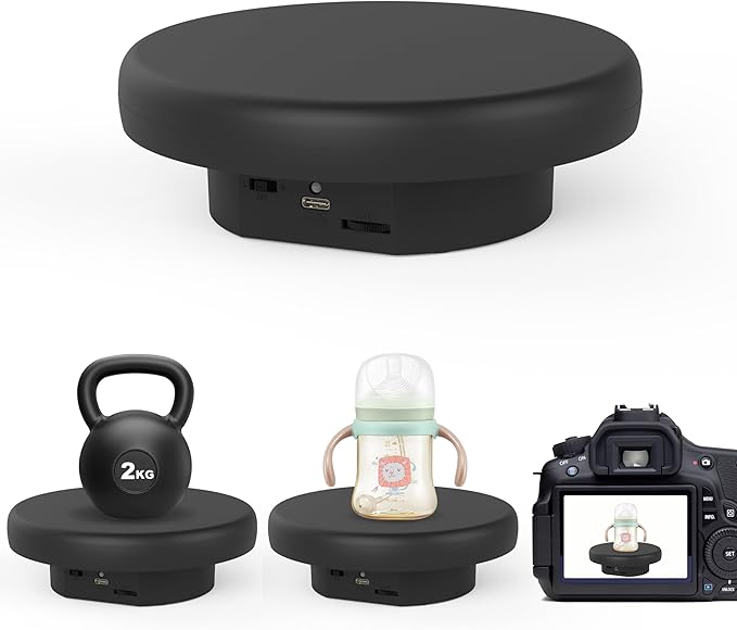 6.3 inch / 4.4LBS Load, 360 Degree Electronic Turntable Display Stand for Photography Products (16CM Black)