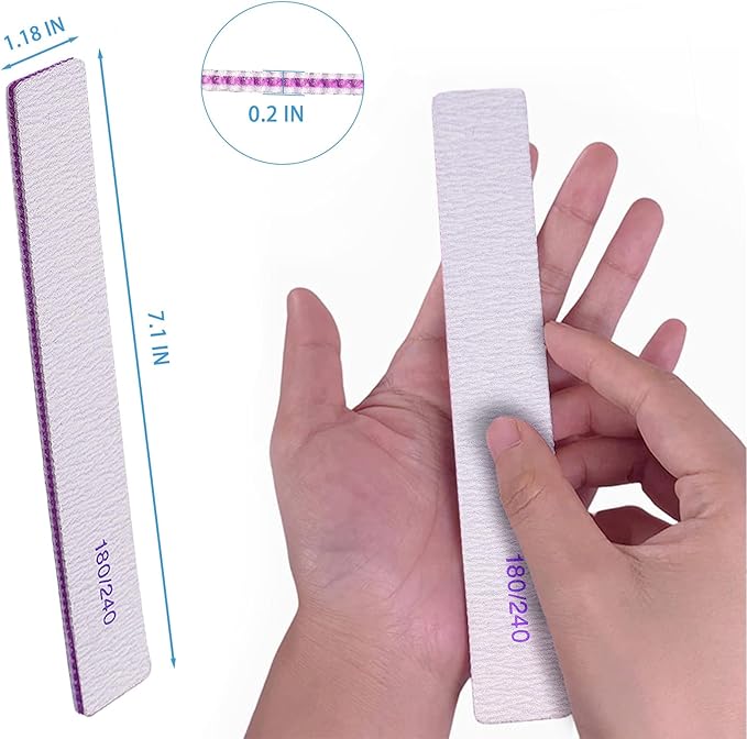 Nail Files (24 Packs), Professional 180/240 Grit Double Sided Emery Boards for Natural Nails Fingernail Toenail File Kit, Heavy Duty Emory Nail Filer Set Limas para UÃÂ±as AcrÃÂ­licas Profesional