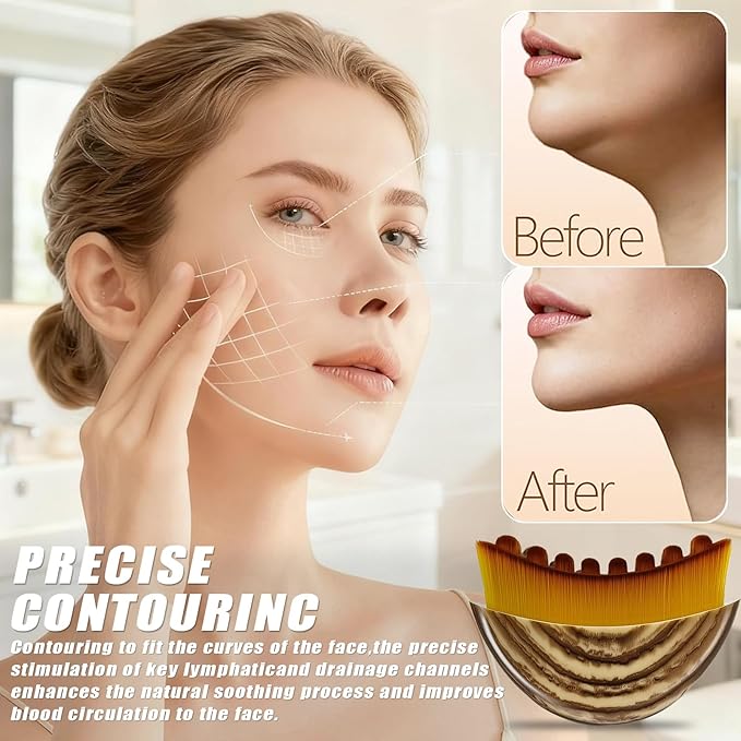 Lymphatic Contour Face Brush,Contour Face Brush for Lymphatic Drainage,Lymphatic Brush Chin & Jawline Sculpting,Fits to The Skin to Relieve Fatigue (1 Pcs)