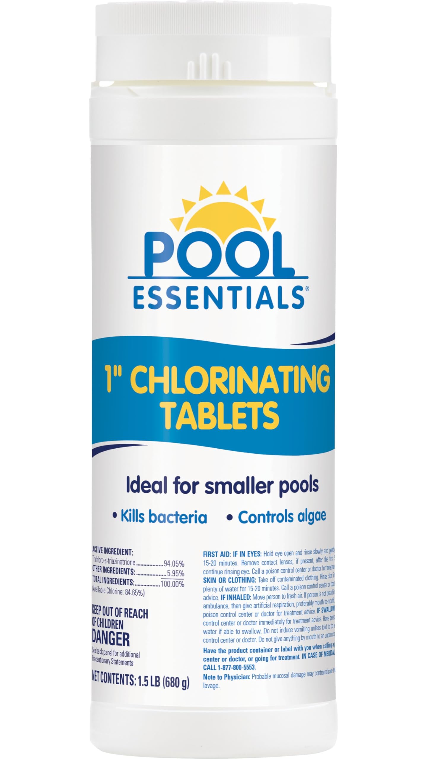 Pool Essentials 1" Swimming Pool Chlorinating Tablets, Kills Bacteria & Controls Algae, 1.5LB