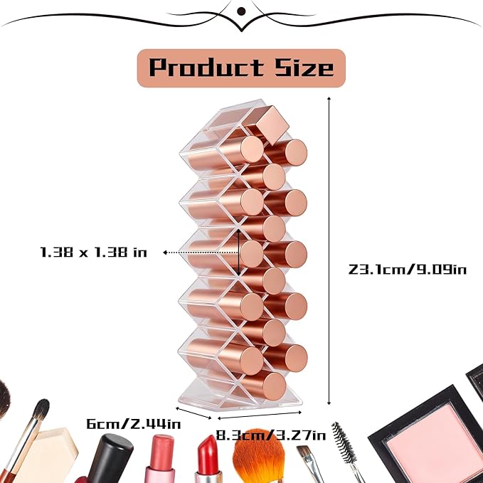 Lipstick Organizer Holder 16 Spaces Fish Shape Cosmetic Lip Gloss Organizer for Countertop Clear Acrylic Makeup Perfume Storage Drawer & Bathroom Novelty Desk Decor Vanity Display for Girls Women(1PC)