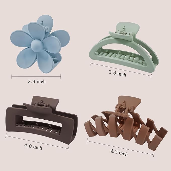 8PCS Hair Clips for Women, Flower Claw Clips for Thick Hair, Non-Slip Hair Accessories with Multi-Styles, Different Color Hair Claw Clips and Variety Pack, Ideal for Girls