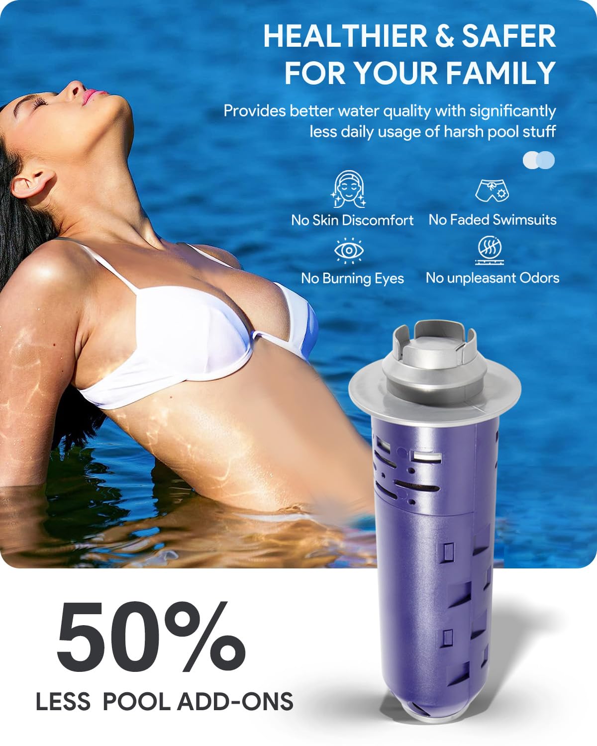 Replacement for Nature2 Duoclear 45 Mineral Cartridge W28002 for All DuoClear Fusion Soft Vision Pro Above Ground Inground System Pool System, Compatible with up to 45000 gallons Pool, W26002