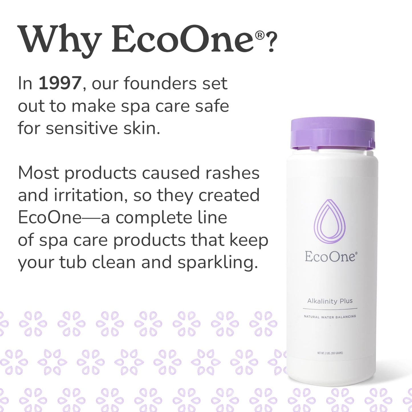Alkalinity Plus by EcoOne | Natural Water pH Increaser for Hot Tub Application | Chlorine-Free, Phosphate-Free Hot Tub pH Increaser | Increases Alkalinity & Neutralizes pH to Prevent Buildup, 2 Lbs