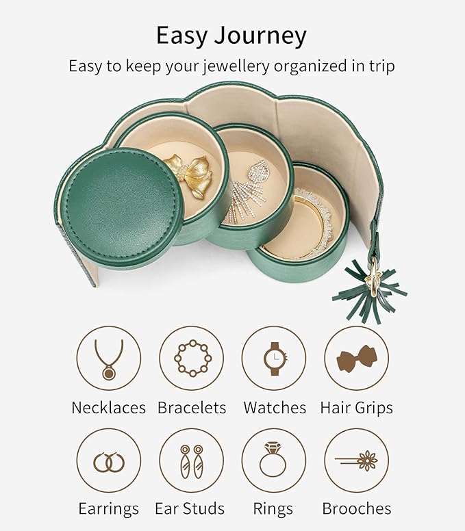 VLANDO Wedding Gifts for Women, Travel Jewelry Box, Bridal Shower Bridesmaid Gifts for Wedding Day Bride Gifts, Bridesmaid Proposal Gifts, Travel Jewelry Organizer - Green