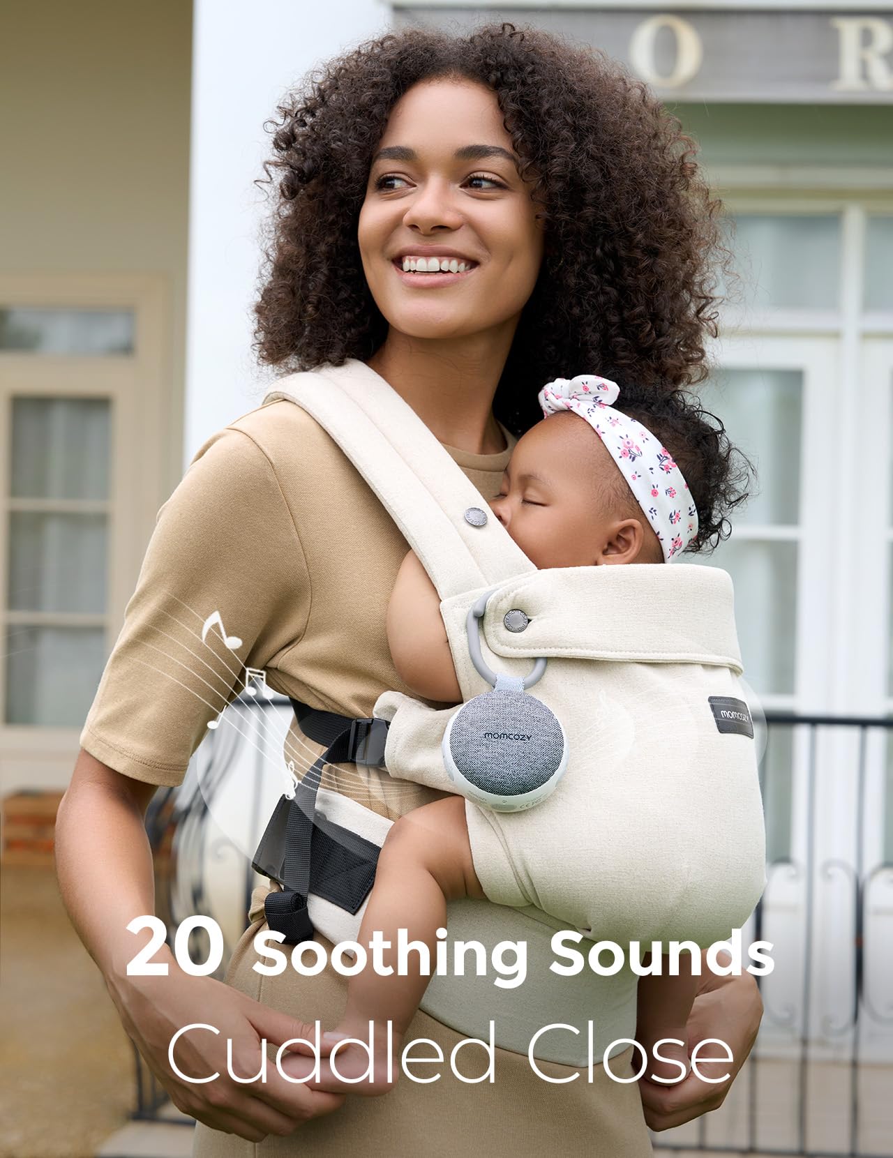 Momcozy Portable Sound Machine with Night Light, White Noise Sound Machine for Baby, 20 Soothing Sounds, Sound Therapy, Long-Lasting Power, Timer, Clips on Stroller, Grey