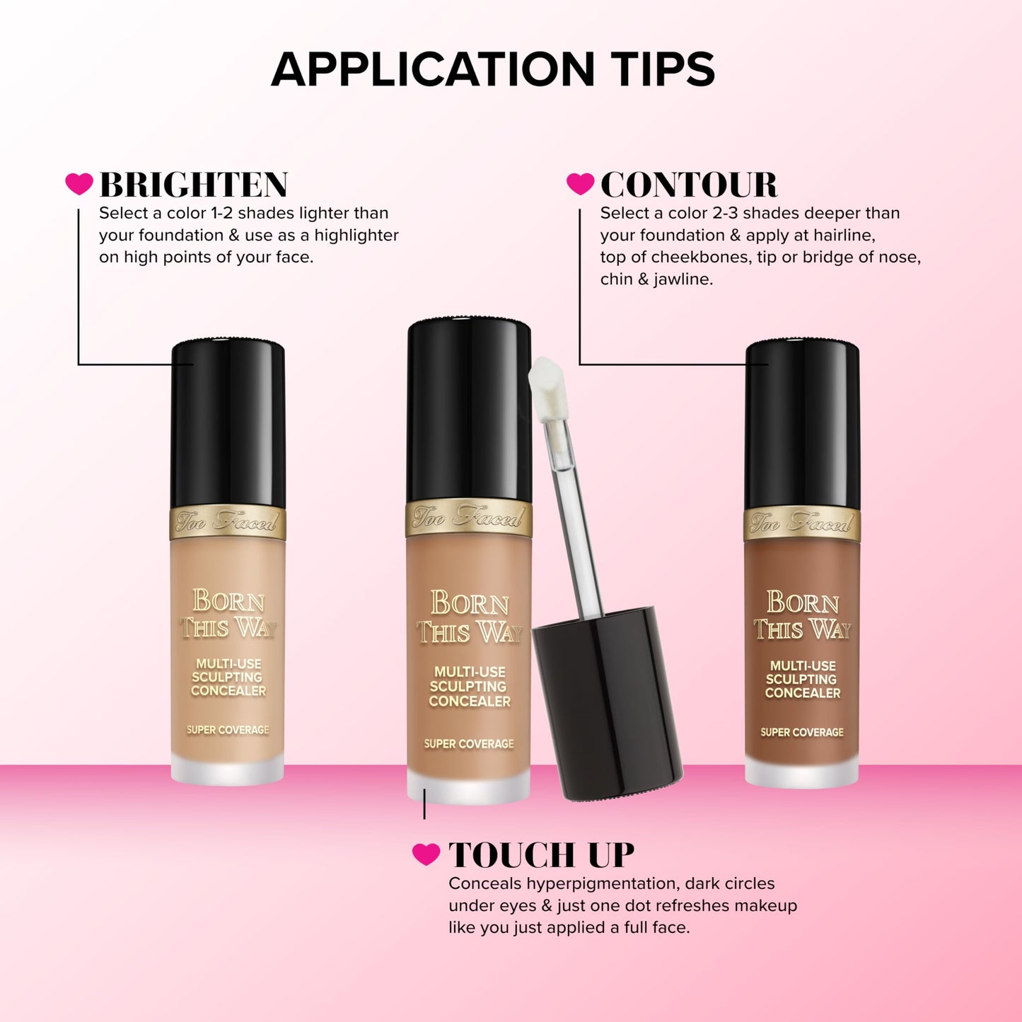 Too Faced Born This Way Super Coverage Multi-Use Concealer | Full Coverage, Non-Comedogenic, Oil Free + Long Lasting Concealer | Hyaluronic Acid + Coconut Water, 0.45 Fl Oz, Natural Beige
