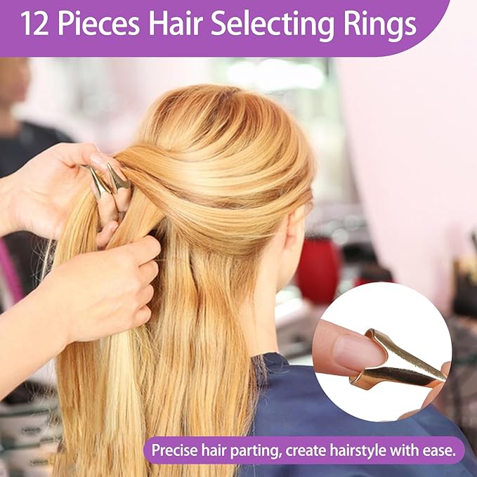 23 Pieces Hair Parting Tools Set, Magnetic Wrist Pin Holder for Braiding, Sectioning Clips, Rat Tail Combs, Hair Parting Rings