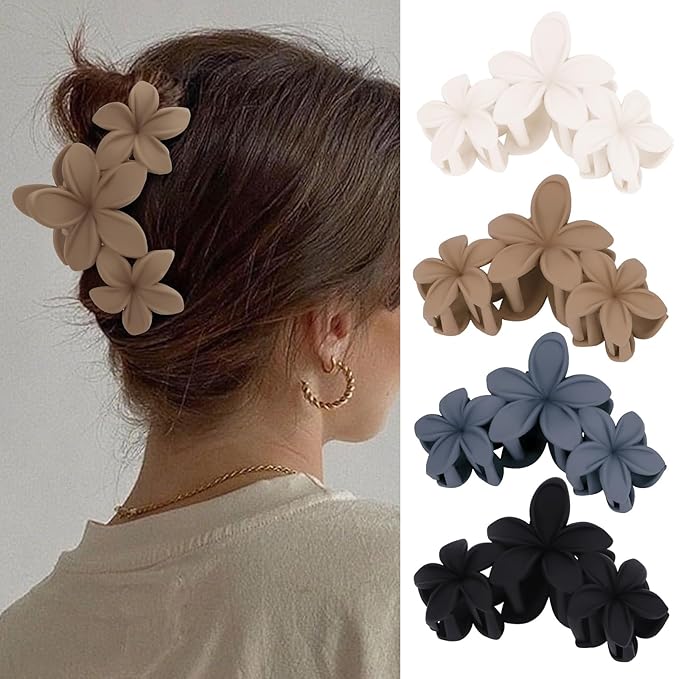 Hawaiian Flower Hair Clips Large Matte Hair Claw for Women Non-Slip Strong Hold Clips for Thick Hair, Hair Accessories for Women