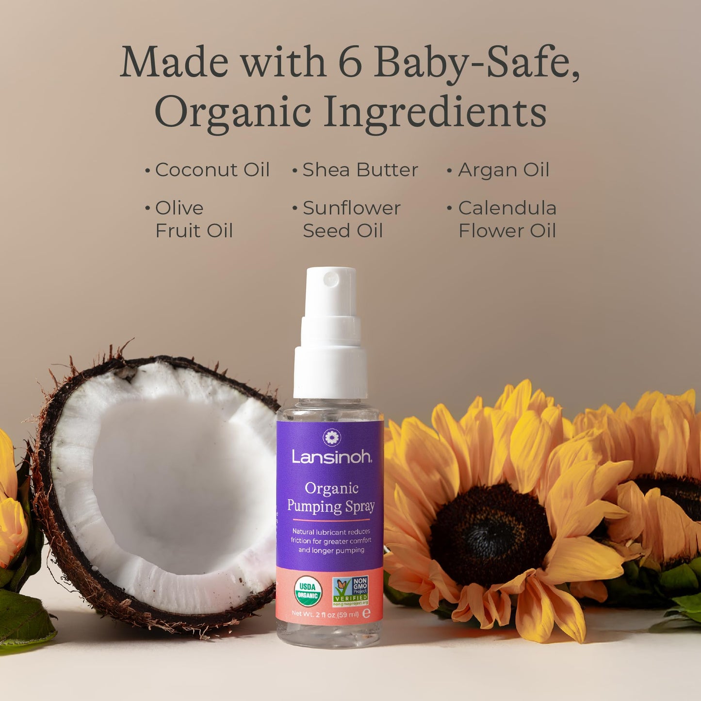 Lansinoh Organic Pumping Spray – Lanolin-Free Flange Lubricant, Breast Pump Spray | Hypoallergenic, Vegan, Plant-Based Breastfeeding Essentials for Sore Nipples & Moisturized Skin, 2 Fl oz