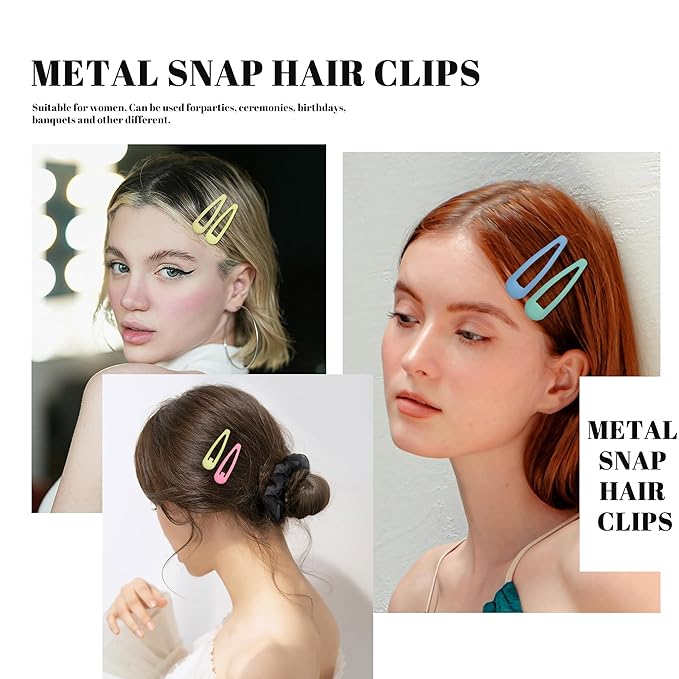 Small Hair Barrettes For Women No Slip Metal Snap Clips For Thin And Fine Hair,Matte Yellow Pink Blue Green Purple,20 PCS,1.97 x 0.5 Inch.