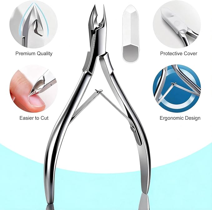Cbiumpro 5-Pack Cuticle Trimmer Set with Pusher, Cutter, Scraper, Nipper, Clipper, Professional Stainless Steel Cuticle Remover Tools Kit for Fingernails & Toenails - with Case