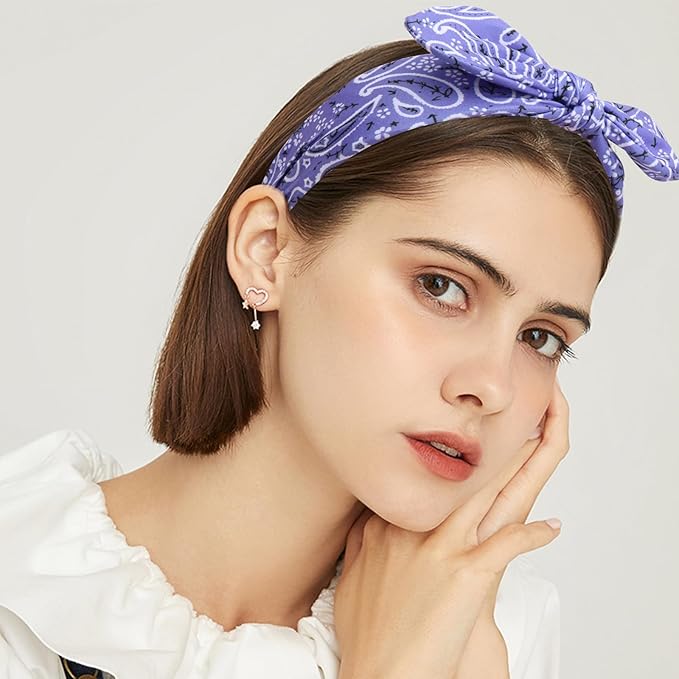 Jaciya Bow Bandanas for Women Bunny Ears Headbands Bandana Headband with Bow for Girls Hair Accessories
