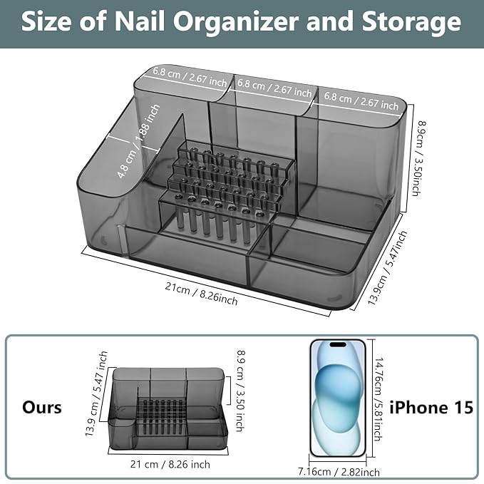 CGBE Nail Drill Machine & Nail Drill Holder, 28 Holes Acrylic Drill Bit Holder for Nails, Professional Nail Organizer and Storage Box Case (Not Including Nail Drill Machine & Bit) - Gray