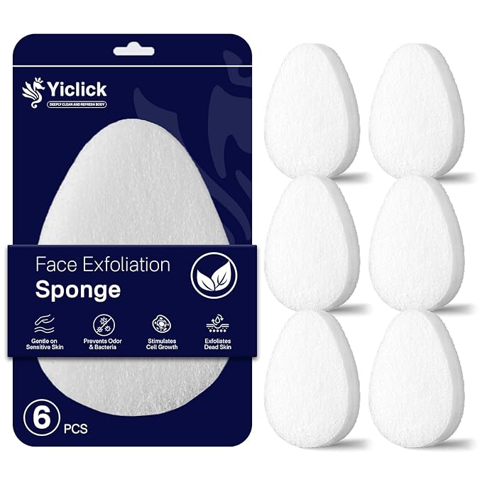 Yiclick Exfoliating Facial Sponge - Daily Cleansing Face Scrubber Exfoliator, Makeup Blackhead Remover Tools, Face Scrub Brush, Reusable Exfoliating Pads for Women