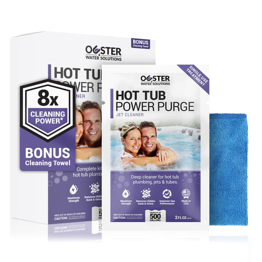 Bio Ouster Power Purge Hot Tub Jet Cleaner w/Towel - Deep Hot Tub Cleaner for Jets, Tubes, Plumbing - for Standard & Inflatable Spas - Removes Gunk Buildup for Crystal Clear Water - Made in USA (Kit)