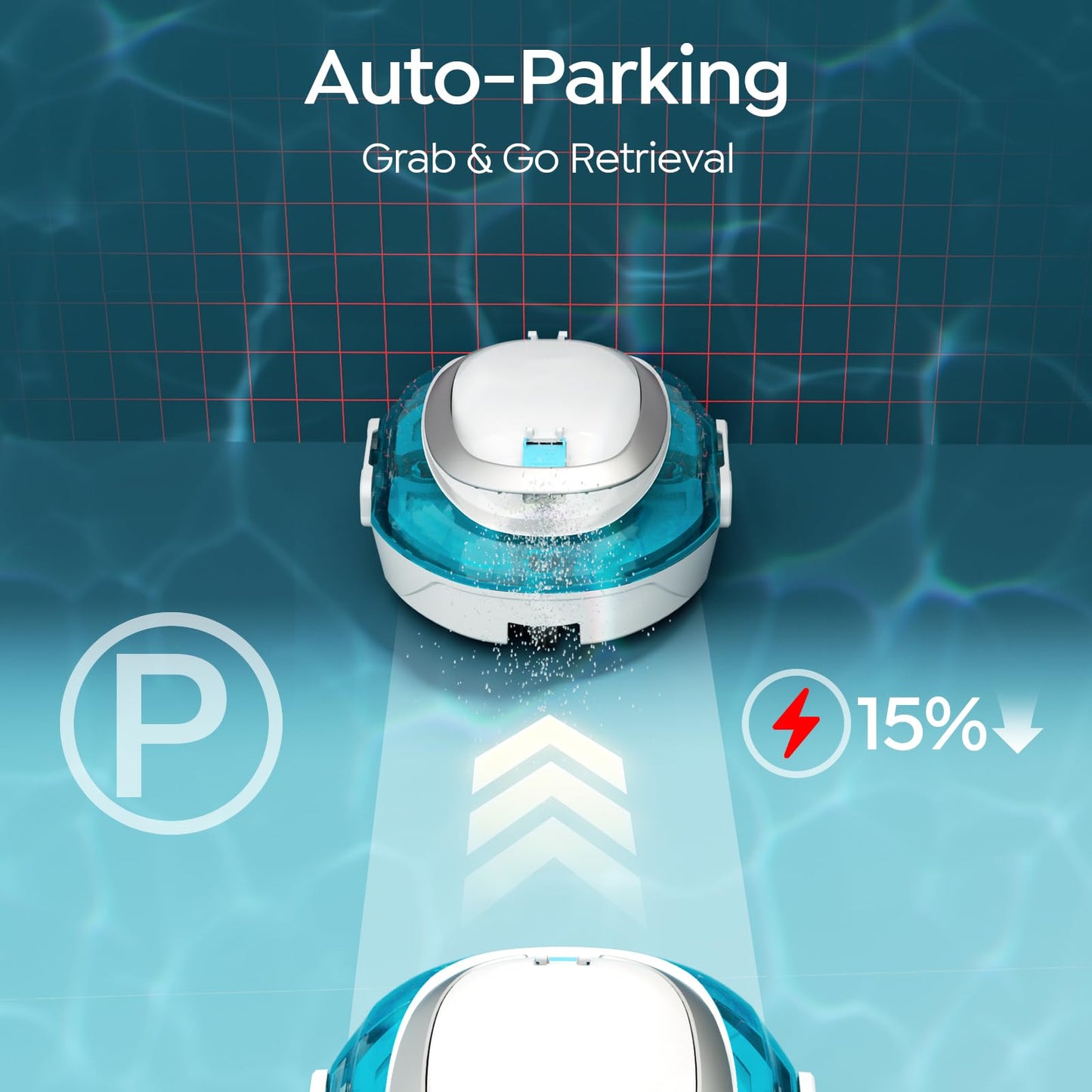 S2 Cordless Robotic Pool Cleaner for Above Ground Pools, Cordless Pool Vacuum, Dual-Layer Filtration, 90-Min Cleaning Cycle, Small-Medium Pool Coverage, Self-Parking (Sky Blue)