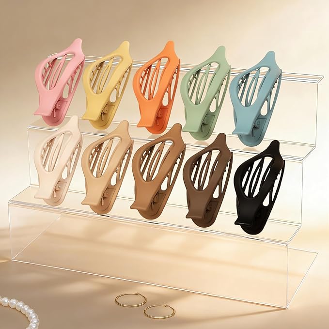 10 Pcs Flat Hair Clips for Women French Concord Claw Clips for Thick and Thin Hair Claw Clips Duck Billed Barrettes Hair Accessories for Women and Girls (Brown Light Colorful)