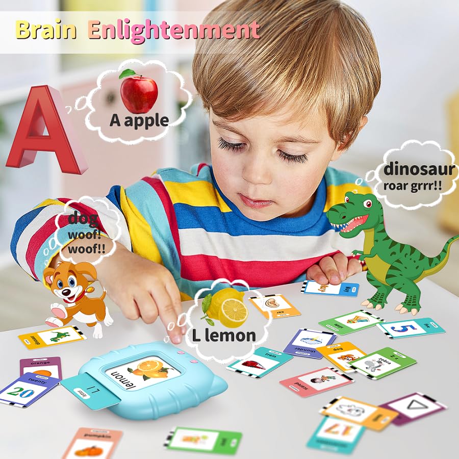 Eaever 520 ABC Sight Words Talking Flash Cards, Christmas Birthday Gift for 2 3 4 5 6 Year Old Boys and Girls, Preschool-Learning-Activities, Toddler Educational Toys for Ages 1-6 Kids, Blue