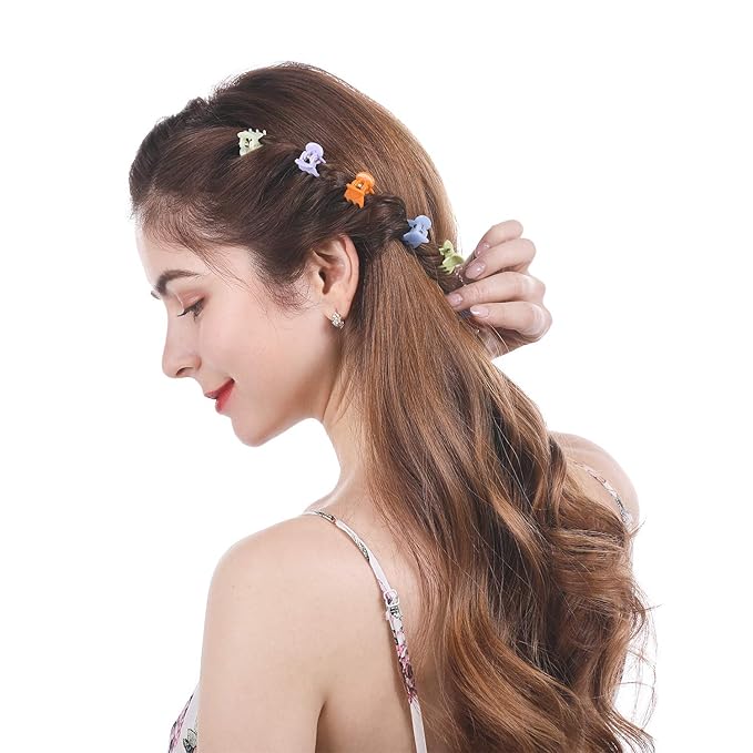 Mini Hair Claw Clips for Girls and Women, Funtopia 72 Pcs Small Hair Clips Pins Clamps Non Slip Tiny Plastic Jaw Clips (Assorted Colors)