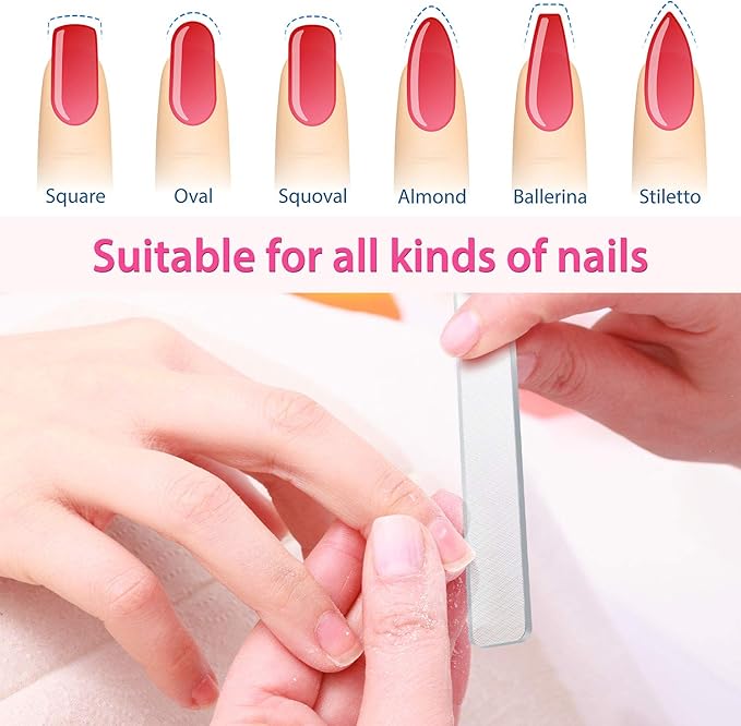 8 Pieces Glass Nail File Fingernail Polisher Shiner Glass Natural Files Crystal Nail Shiner Buffer Polisher with Case for Natural Fingernail