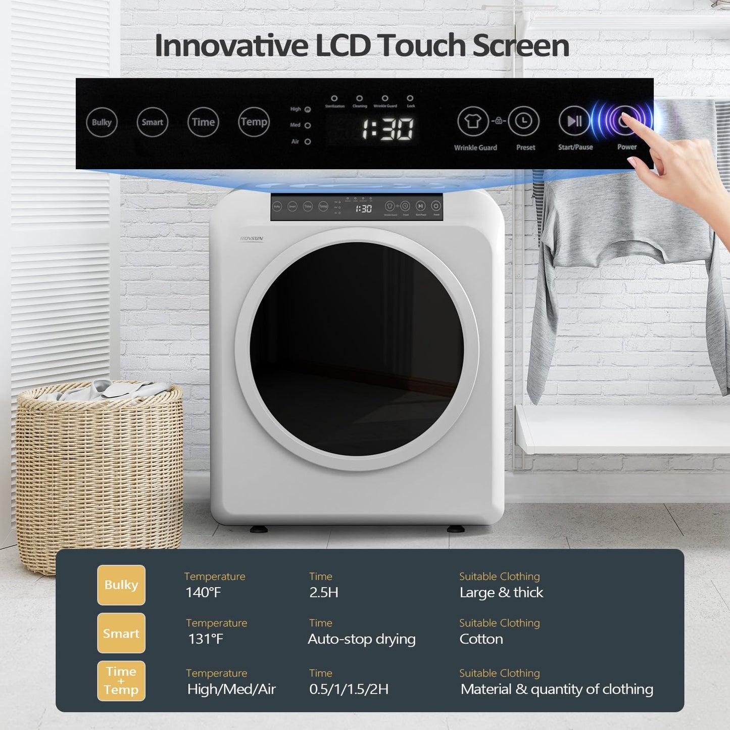 ROVSUN 25LBS Full-Automatic Washing Machine and 3.5CuFt Portable Clothes Dryer Set, Compact Laundry Washer and Dryer Combo Set with Stainless Steel Inner Tub, for Apartment, Dorms, Home