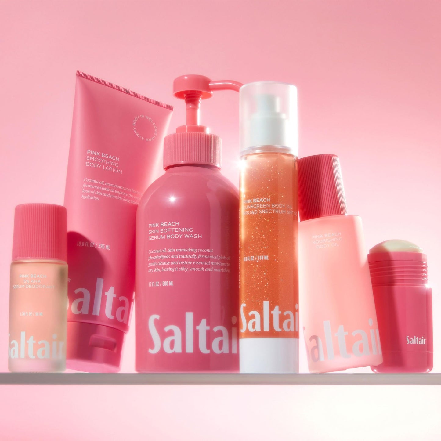 Saltair Body Oil – Silky After Shower and Bath Dry Oil for Women and Men – Non-Greasy, Well-Absorbing Moisturizer for Hydrating Dry Skin – Pink Beach Scent, 4oz
