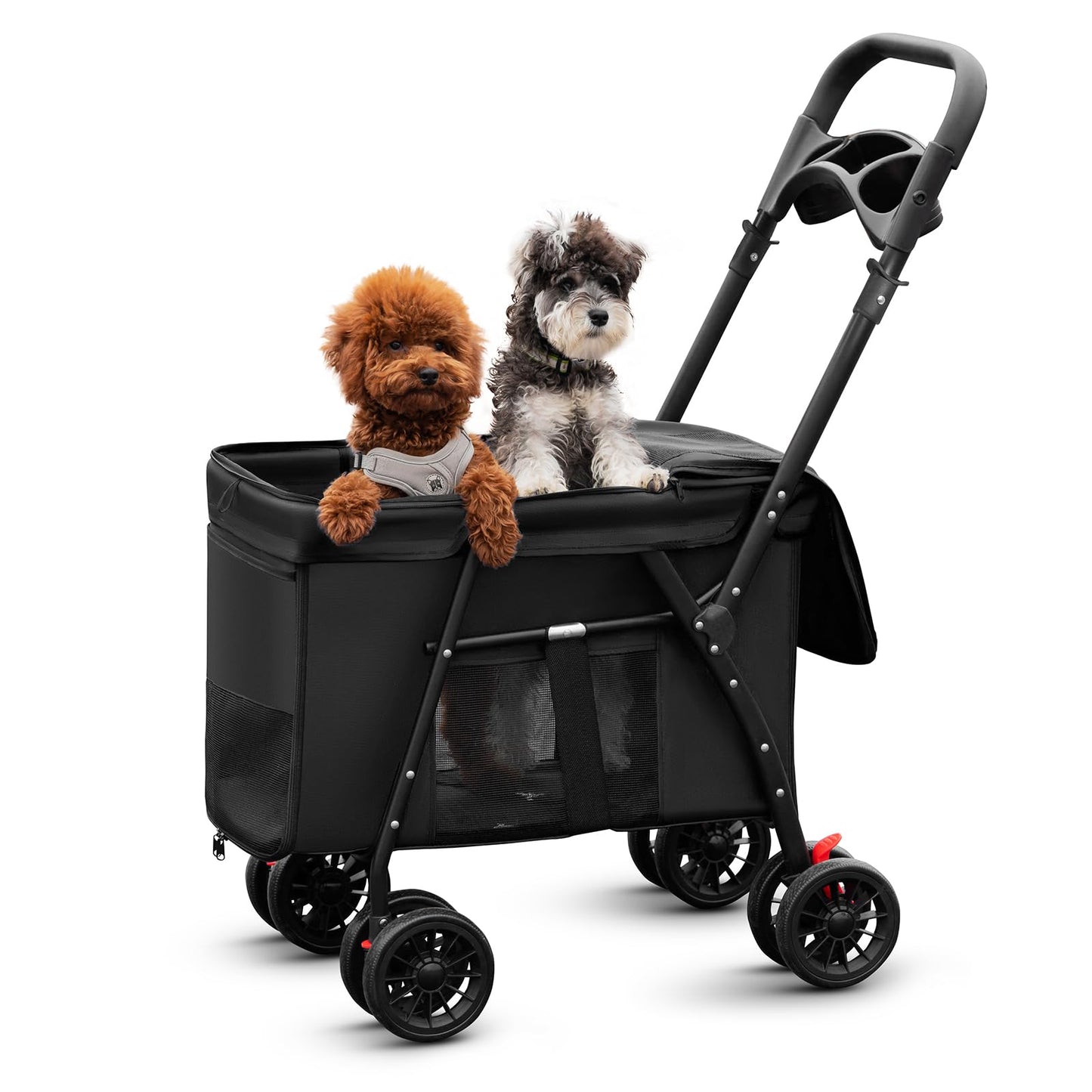 Pet Stroller Cat Dog Stroller Travel Folding Pet Carriers（Black）