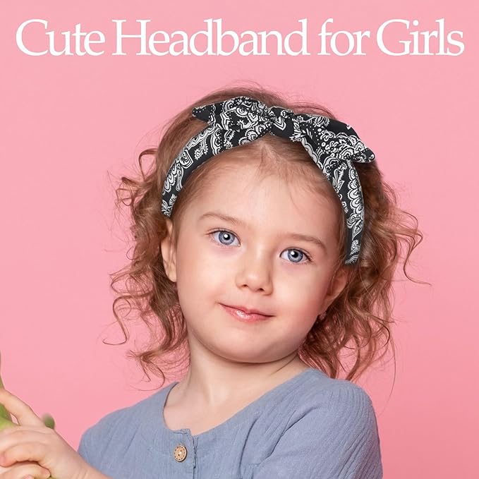 Bow Headbands for Girls,Thin Headband with Bow Women Hair Accessories Fashion Knotted Head Band Non Slip Hairband Hair Hoops for Paisley(Red and Black, 2Pcs)